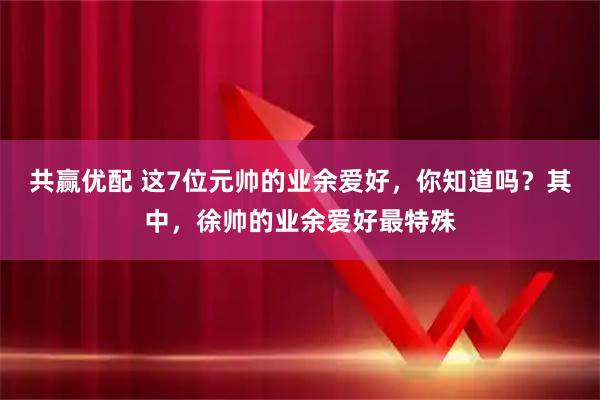 共赢优配 这7位元帅的业余爱好，你知道吗？其中，徐帅的业余爱好最特殊